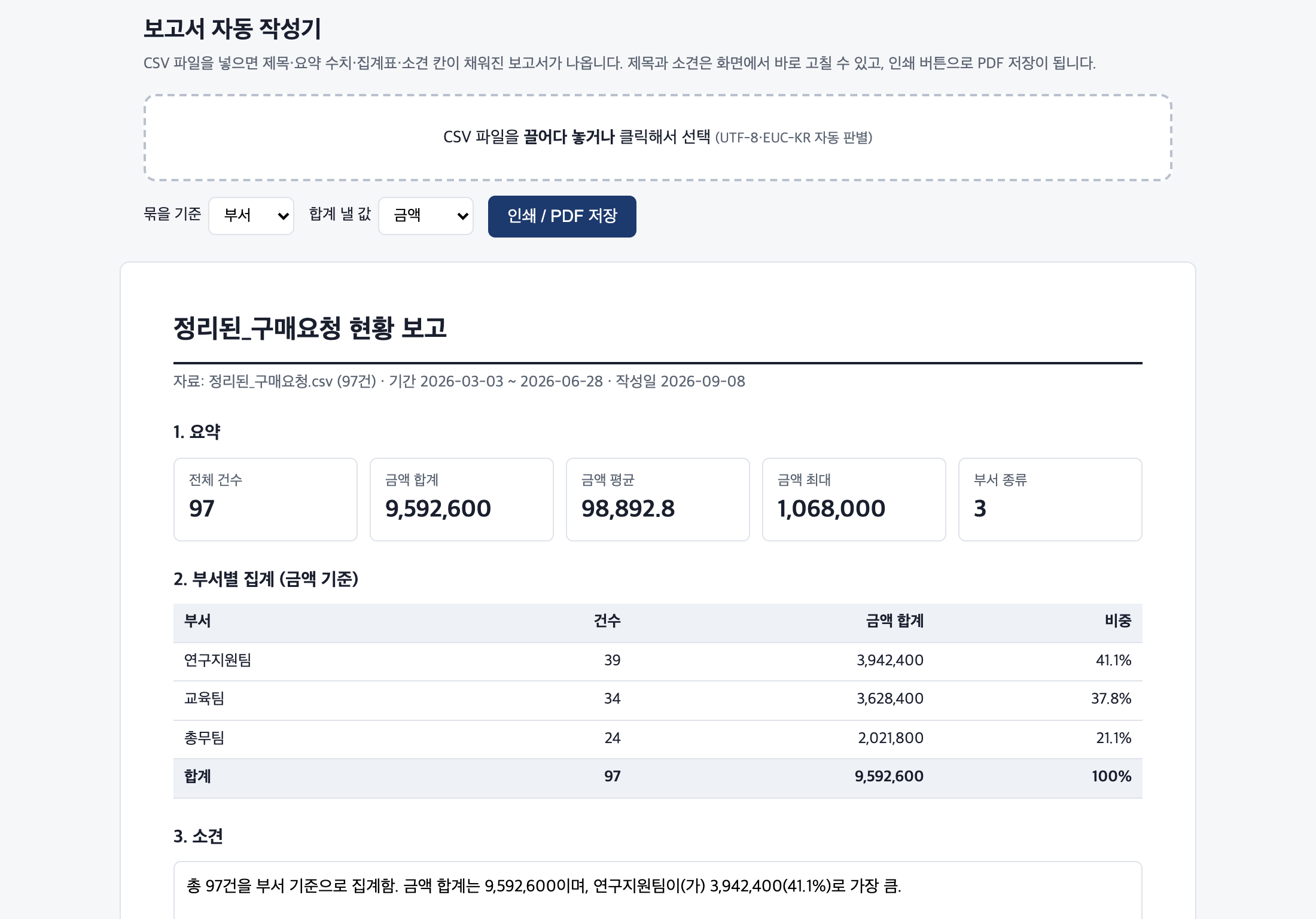 보고서 자동 작성기